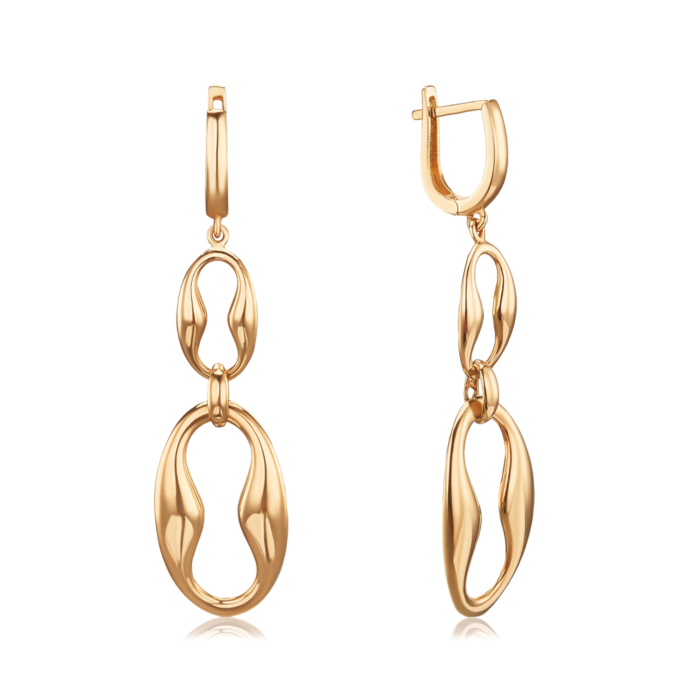 Золоті сережки-підвіски без вставки P-2076-E/01