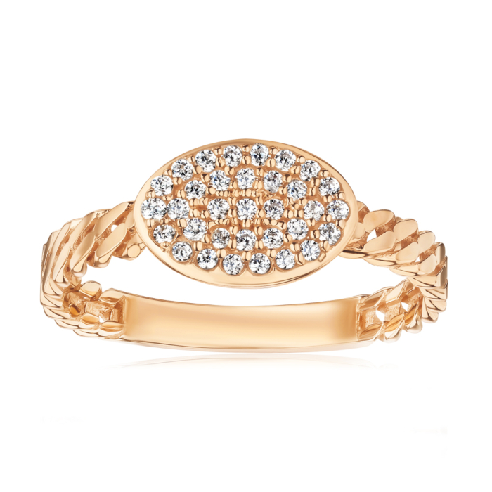 Золотое кольцо с фианитами. Артикул P-2425-R/01/1