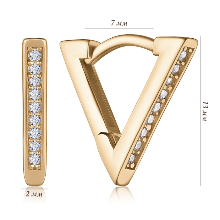 Золотые серьги с фианитами. Артикул P-2432-E/01/1