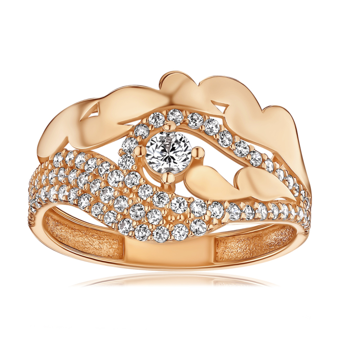 Золота каблучка з фіанітами P-2444-R/01/1