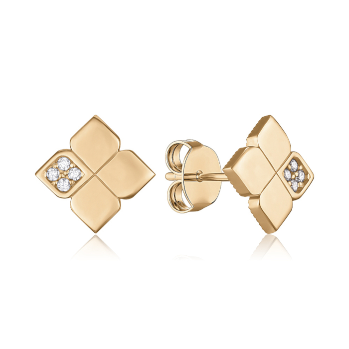 Золоті сережки з фіанітами. Артикул P-2455-E/01/1