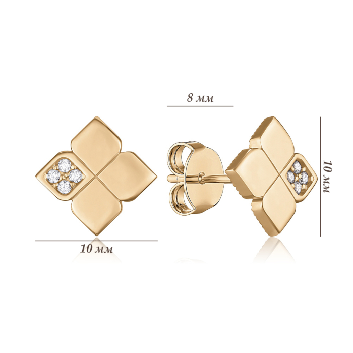 Золоті сережки з фіанітами. Артикул P-2455-E/01/1