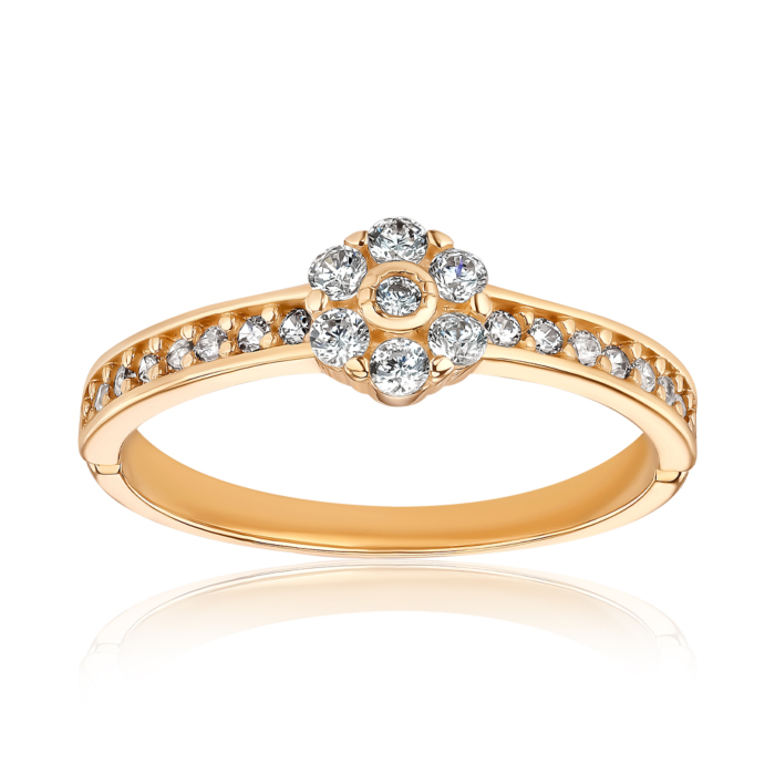 Золота каблучка з фіанітами. Артикул P-269-R/01/1