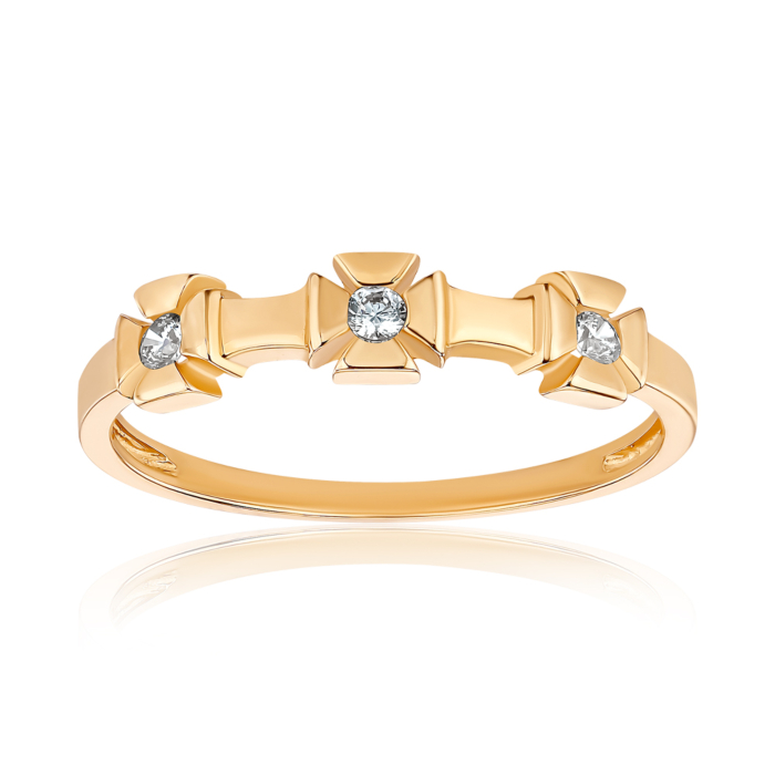 Золота каблучка з фіанітами P-282-R/01/1