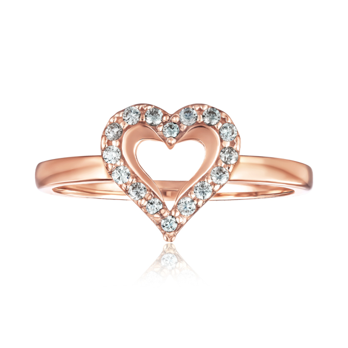 Золотое кольцо Сердце с фианитами P-283-R/01/1