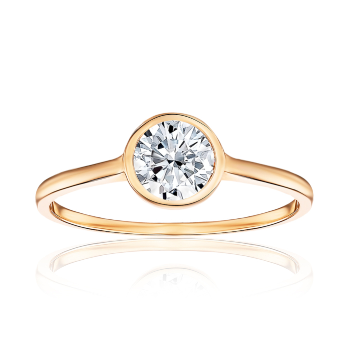 Золотое кольцо с фианитом. Артикул P-285-R/01/1