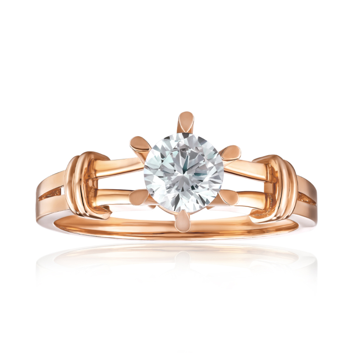 Золота каблучка з фіанітом. Артикул P-286-R/01/1