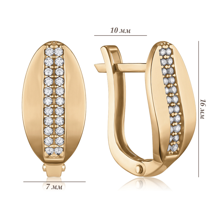 Золотые серьги с фианитами. Артикул P-2891-E/01/1