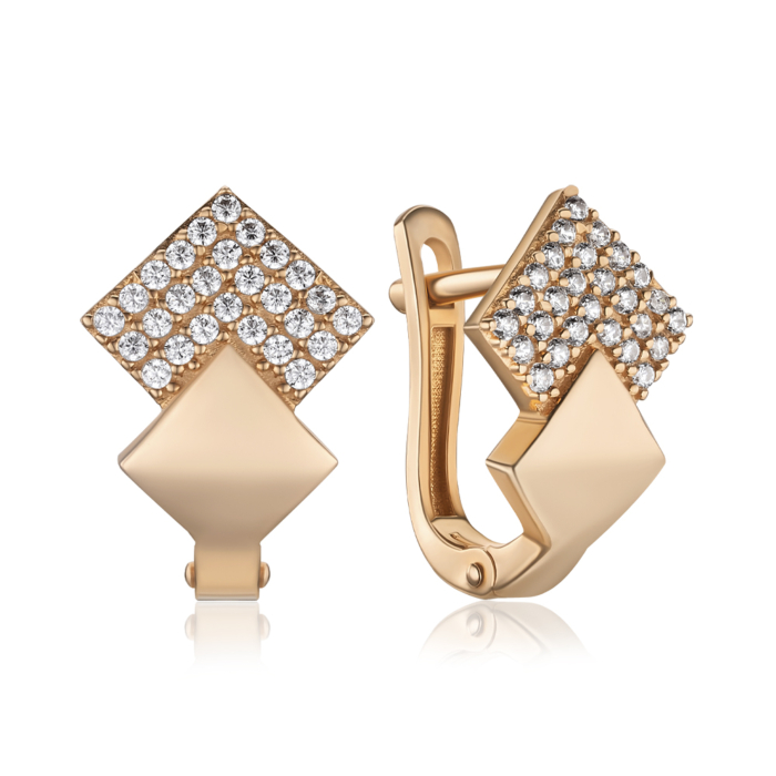 Серьги из красного золота с фианитами P-2893-E/01/1