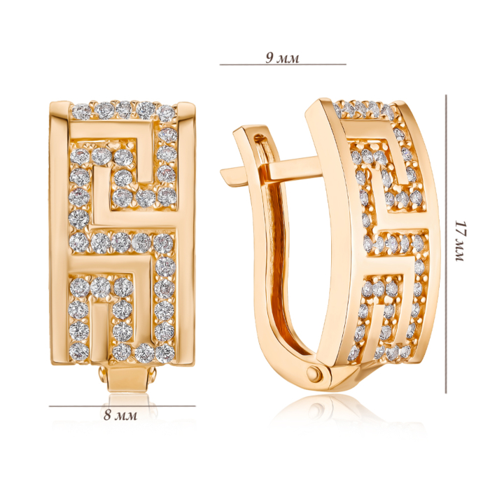 Золотые серьги с фианитами P-2896-E/01/1