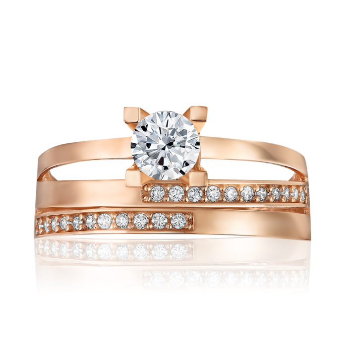 Золотое кольцо с фианитами. Артикул P-2934-R/01/1