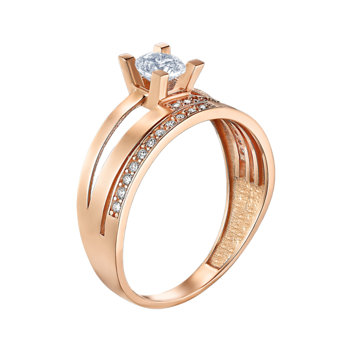 Золотое кольцо с фианитами. Артикул P-2934-R/01/1