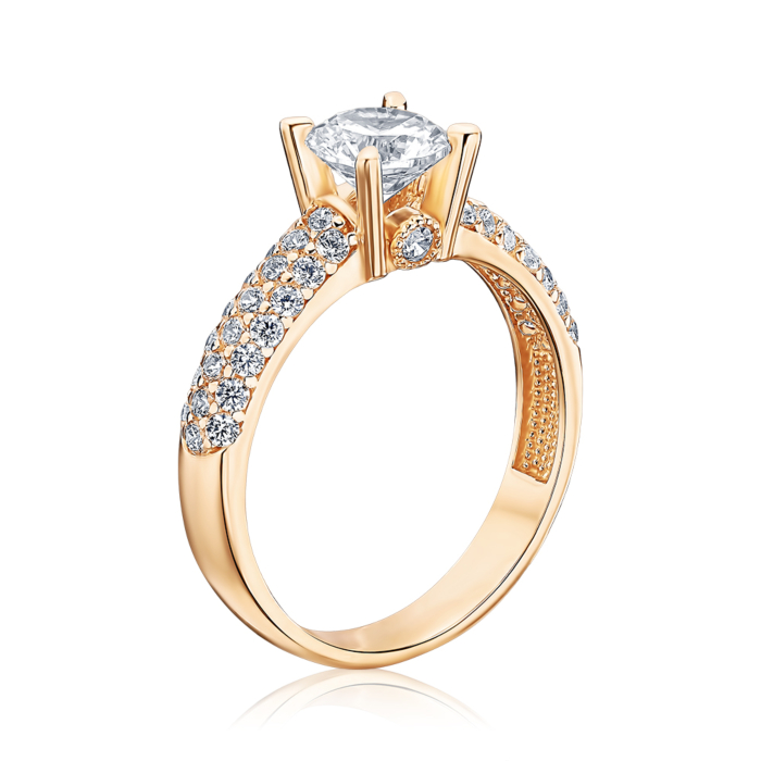 Золотое кольцо с фианитами. Артикул P-2937-R/01/1