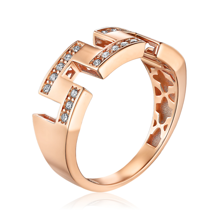 Золота каблучка з фіанітами. Артикул P-3132-R/01/1