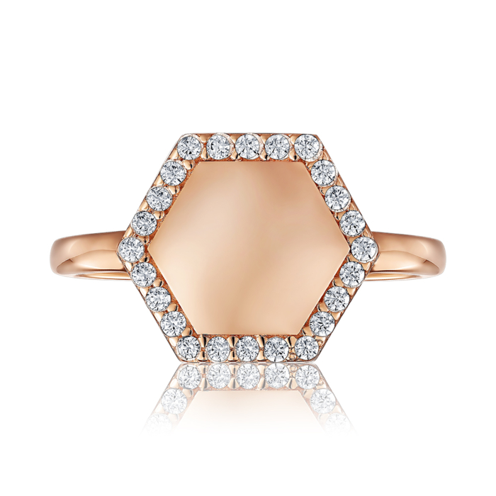 Золота каблучка з фіанітами. Артикул P-418-R/01/1