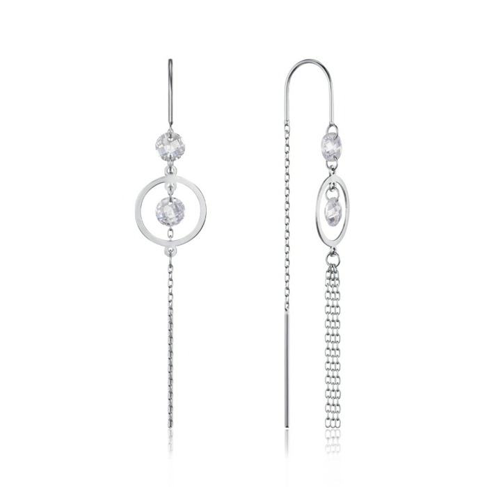 Срібні сережки з фіанітами. Артикул P-4201-E/12/1