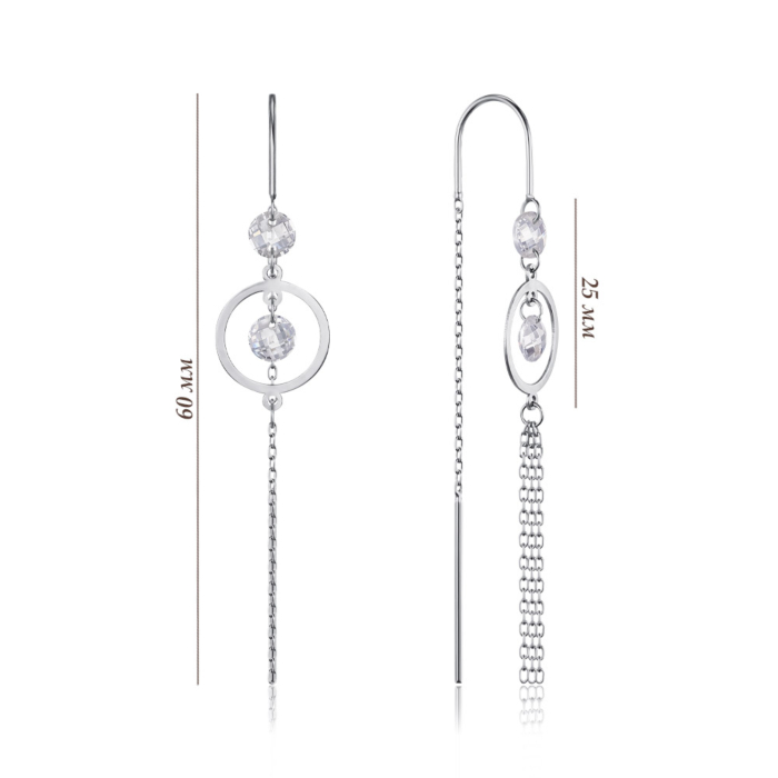 Срібні сережки з фіанітами. Артикул P-4201-E/12/1