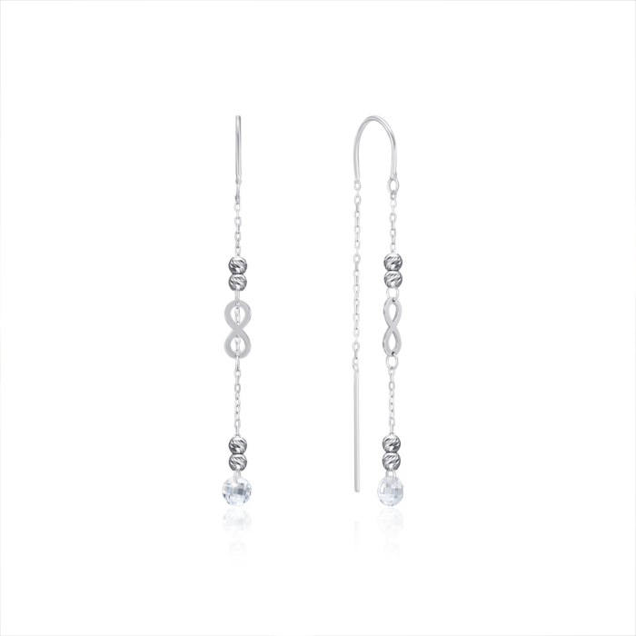 Срібні сережки-протяжки з фіанітом. Артикул P-4216-E/12/1