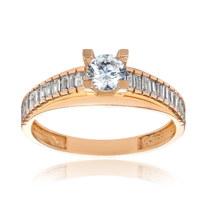 Золота каблучка з фіанітами P-432-R/01/1