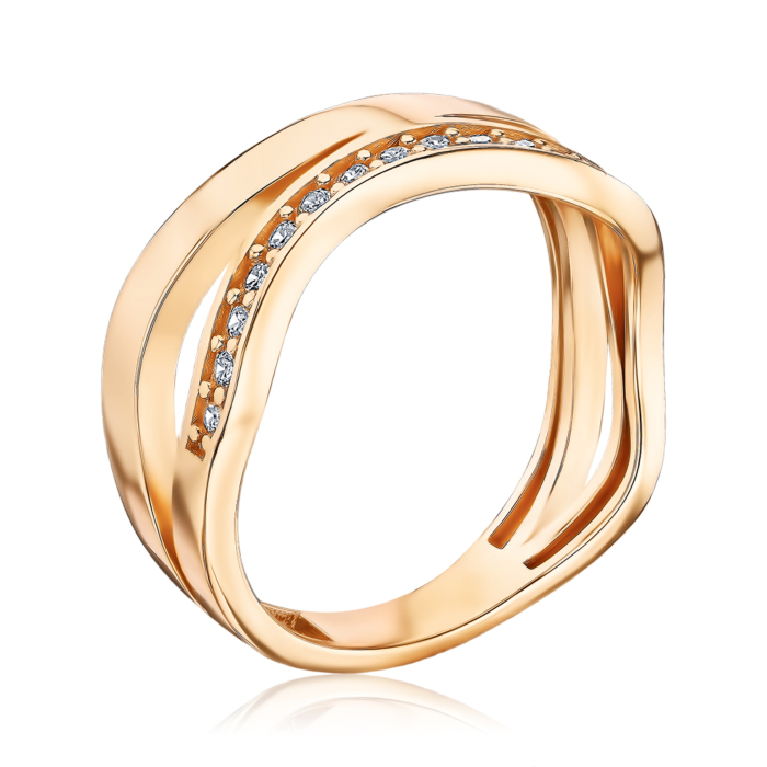 Золота каблучка з фіанітами P-436-R/01/1