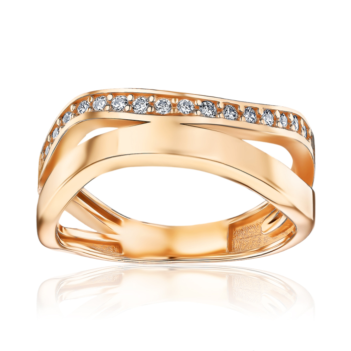 Золота каблучка з фіанітами P-436-R/01/1