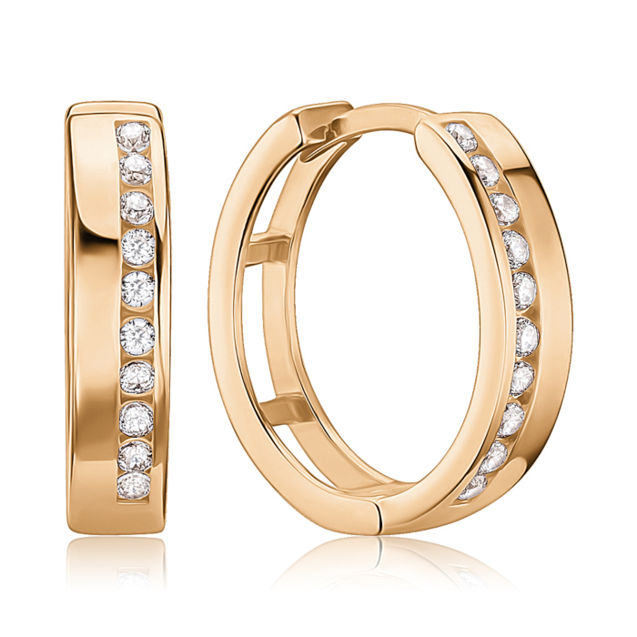 Золотые серьги-конго  с фианитами P-5035-E/01/1