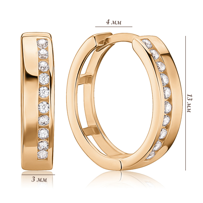 Золотые серьги-конго  с фианитами P-5035-E/01/1