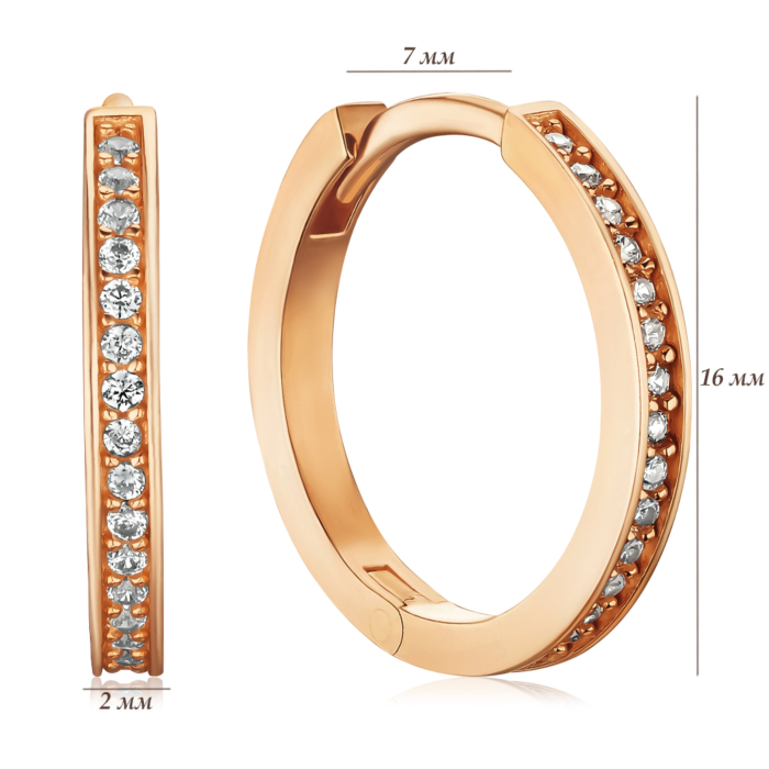 Золотые серьги с фианитами P-5038-E/01/1