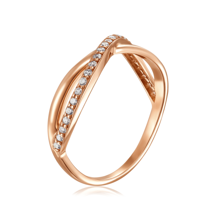 Золотое кольцо с фианитами. Артикул P-516-1-R/01/1