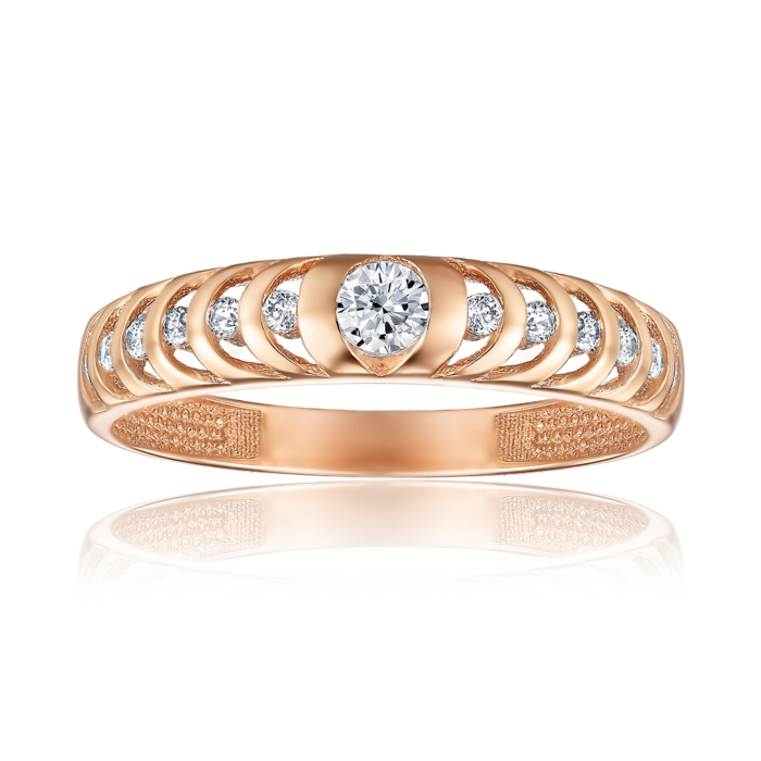 Золота каблучка з фіанітами. Артикул P-520-R/01/1