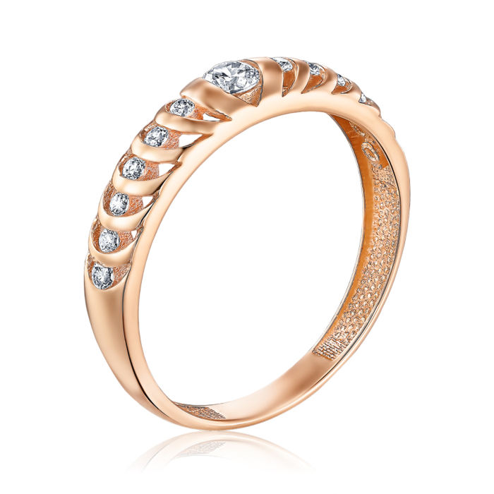 Золота каблучка з фіанітами. Артикул P-520-R/01/1