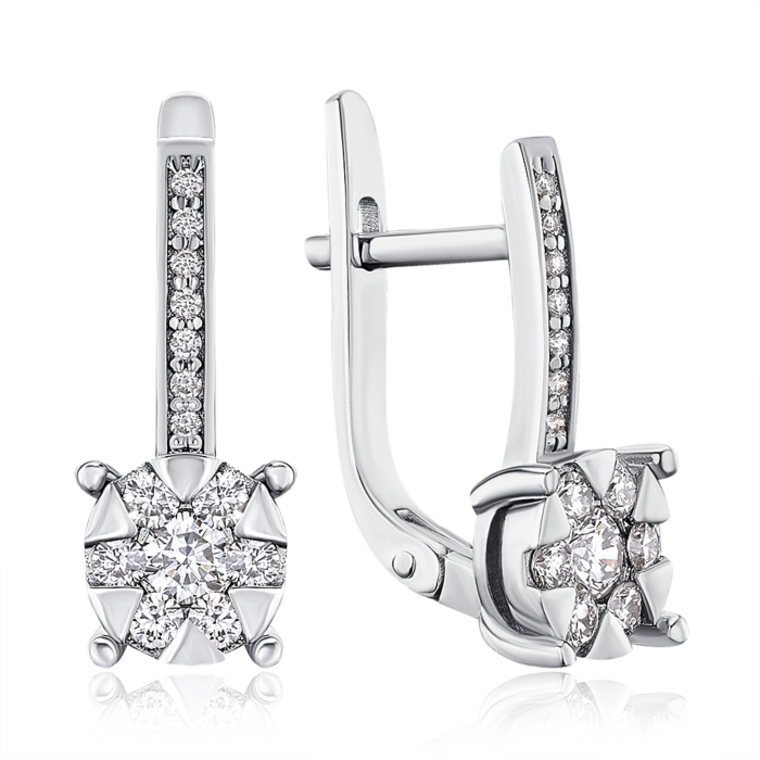 Золотые серьги с бриллиантами. Артикул P-520040/02/11375