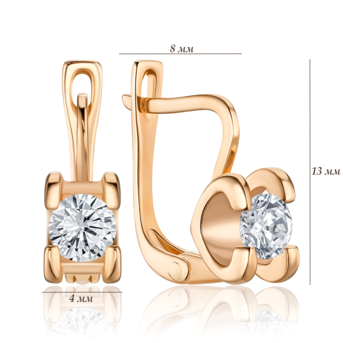 Золоті сережки з фіанітом P-5201-E/01/1