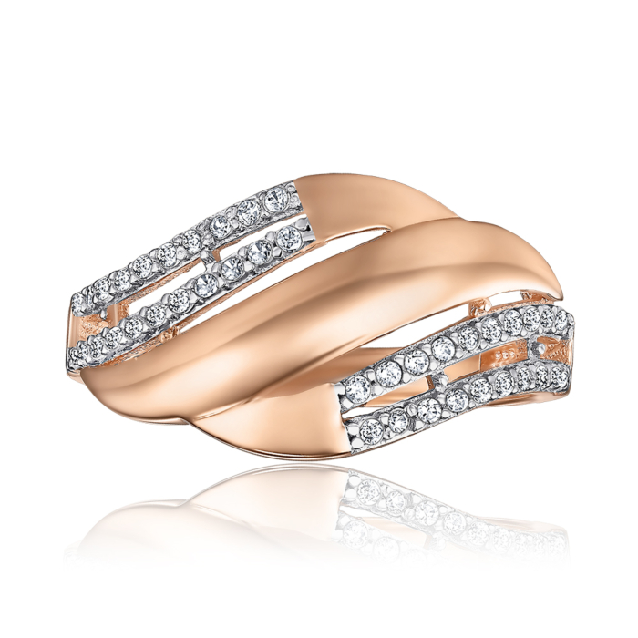 Золотое кольцо с фианитами. Артикул P-522-R/01/1