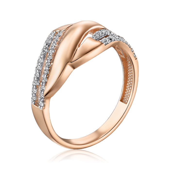 Золотое кольцо с фианитами. Артикул P-522-R/01/1