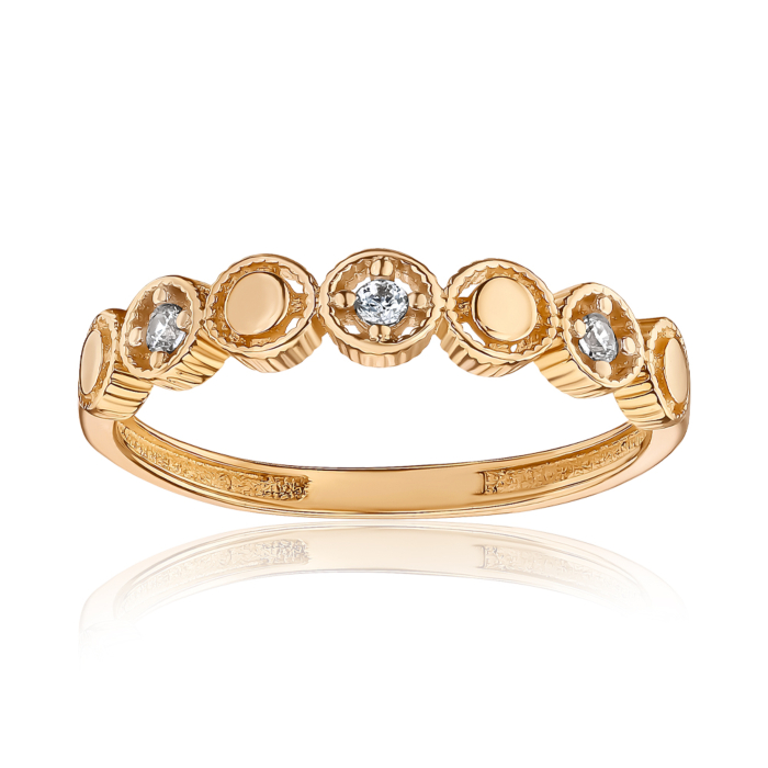 Кольцо из красного золота с фианитами P-523-R/01/1