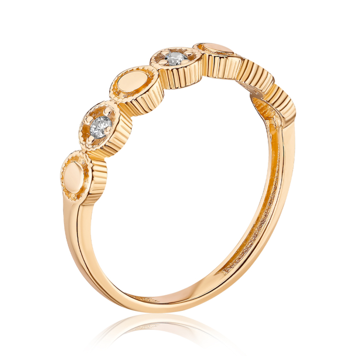 Кольцо из красного золота с фианитами P-523-R/01/1