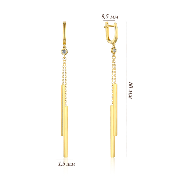 Золотые серьги с фианитом P-5602-E/03/1