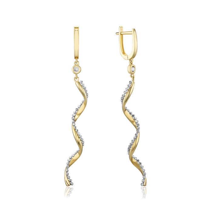 Серьги из комбинированного золота с фианитом P-5604-E/21/1