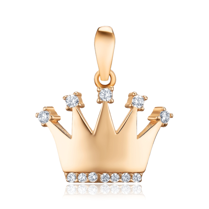 Золота підвіска "Корона" з фіанітами P-603-P/01/1
