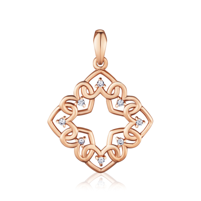 Золота підвіска з фіанітами. Артикул P-608-P/01/1