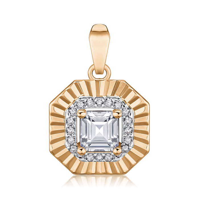 Золота підвіска з фіанітами. Артикул P-883-P/14/1