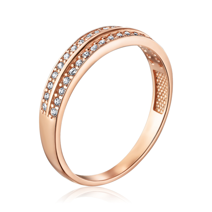 Золота каблучка з фіанітами. Артикул P-661-R/01/1
