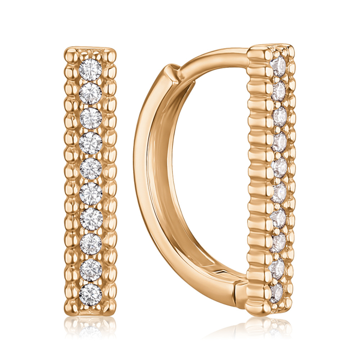 Золотые серьги-конго с фианитами P-727-E/01/1