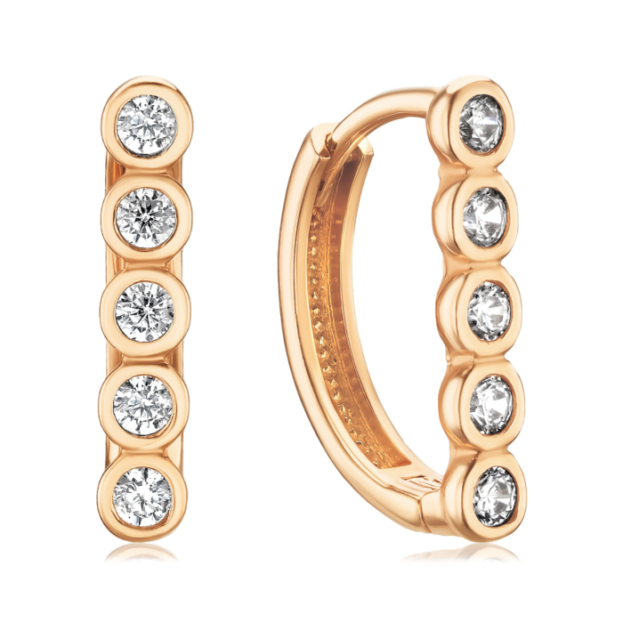 Золотые серьги-конго с фианитами P-730-E/01/1