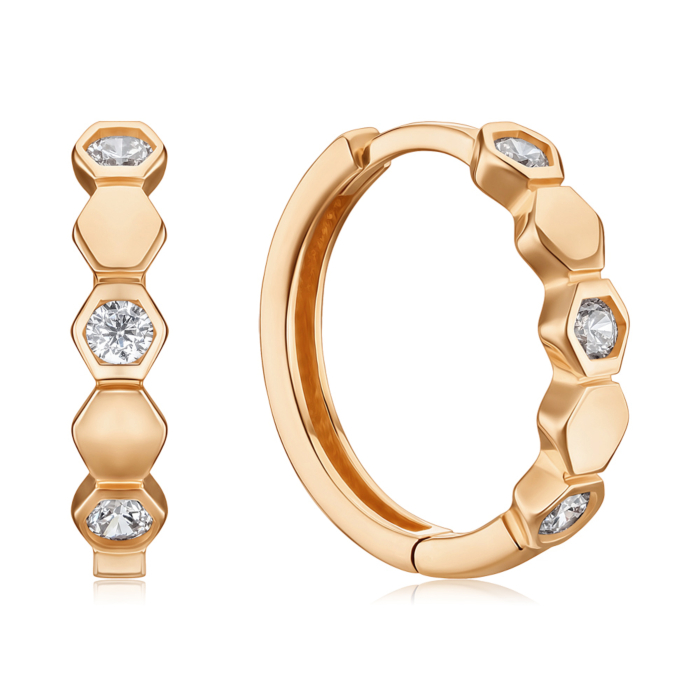 Золоті сережки-конго з фіанітами P-734-E/01/1