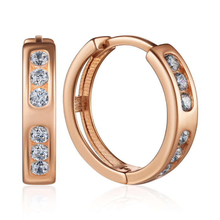 Золотые серьги с фианитами. Артикул P-735-E/01/1