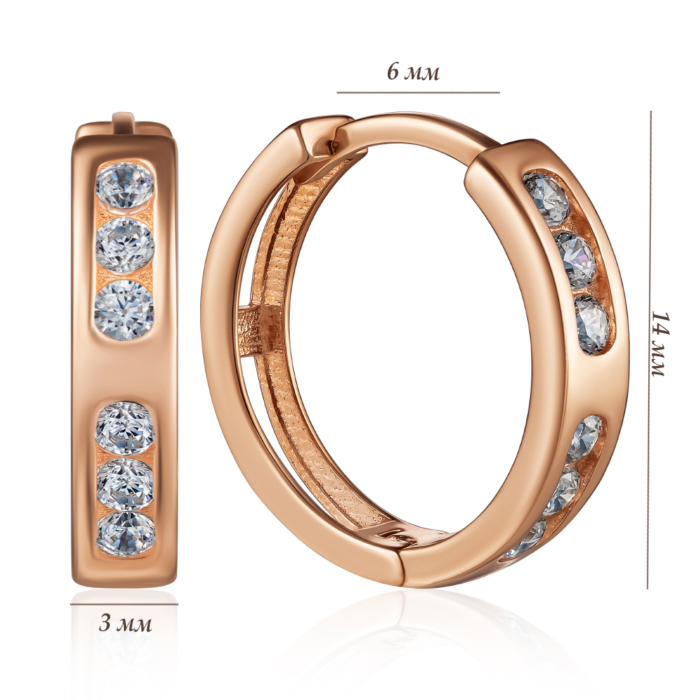 Золотые серьги с фианитами. Артикул P-735-E/01/1