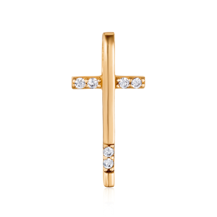 Золотой крестик с фианитами. Артикул P-743-P/01/1