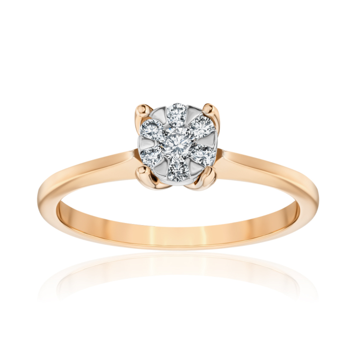 Золота каблучка з діамантами P-800076/14/8578